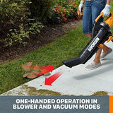 WORX Trivac 3 in 1 Electric Leaf Blower for Lawn Care, Leaf Vacuum with 350 CFM & 210 MPH, Leaf Mulcher with Metal Impeller, WG505