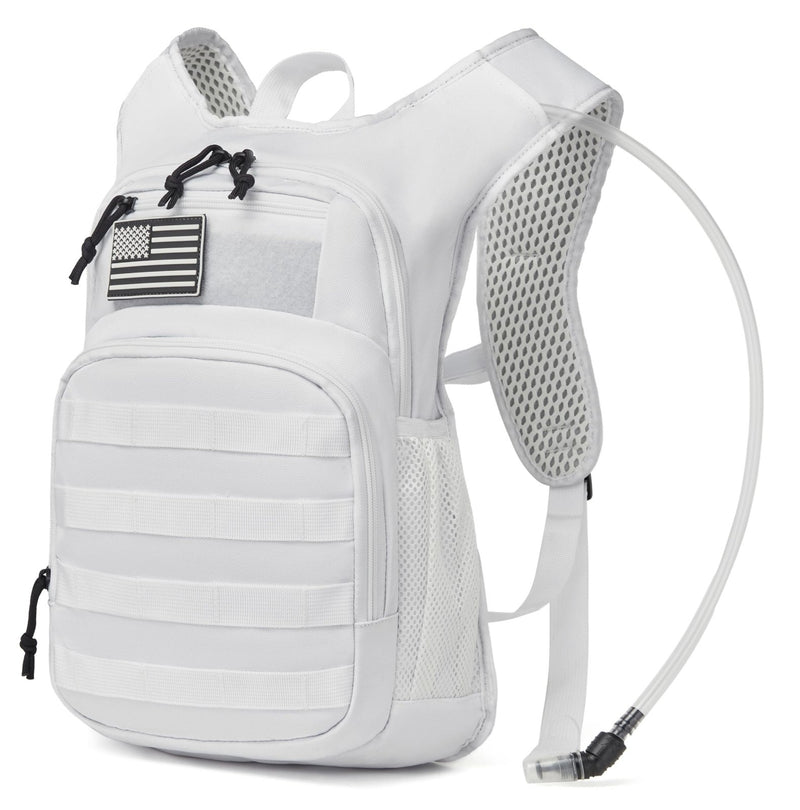 wotony Hydration Backpack with Water Bladder for Hiking Tactical Hydration Pack for Men Women Molle Water Backpack for Hiking (White, 2L - Bladder)