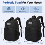Wotony Military tactical backpack Laser - Cut MOLLE Webbing, backpack for men black small tactical assault bag (Black, 18.5 inch)