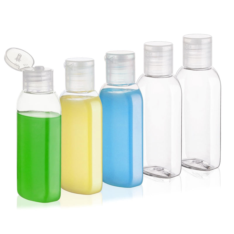 Wowang Travel Bottles for Toiletries 5 Pack 2oz TSA Approved Squeezable Travel Size Containers Leak - proof Shampoo and Conditioner Bottles Refillable Plastic Squeeze Bottle(Clear)
