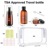Wowang Travel Kit - 10 Pcs Travel Bottles for Toiletries, TSA Approved, Leak Proof Plastic Small Cream Jars & Refillable Spray Bottle for Shampoo, Conditioner (Brown)