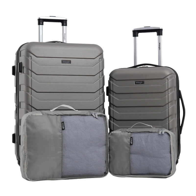 Wrangler 4 Piece Miami Luggage and Packing Cubes Set, Desert Taupe