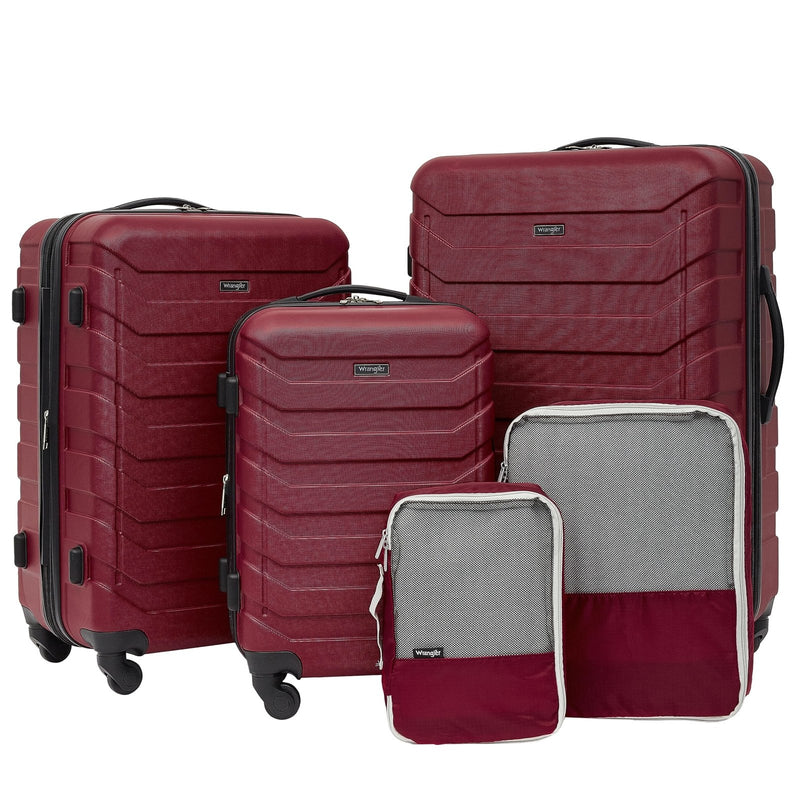 Wrangler 5 Piece Luggage & Travel Accessories Set, Red
