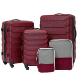 Wrangler 5 Piece Luggage & Travel Accessories Set, Red