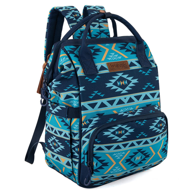 Wrangler Aztec Backpack Organized Daypack Travel Baby Bag with Stroller Strap and Side Bottle Pockets WG2204 - 9110NY