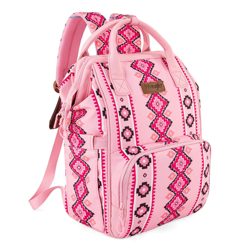 Wrangler Aztec Backpack Organized Daypack Travel Baby Bag with Stroller Strap and Side Bottle Pockets WG2204 - 9110PK