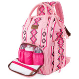 Wrangler Aztec Backpack Organized Daypack Travel Baby Bag with Stroller Strap and Side Bottle Pockets WG2204 - 9110PK