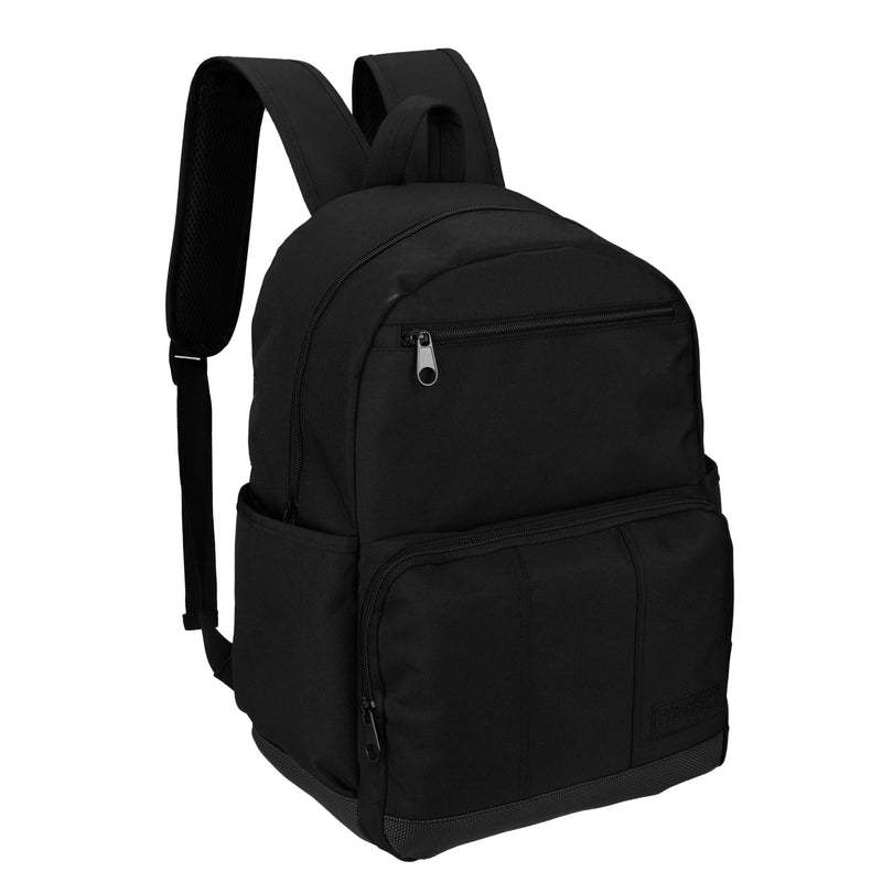 Wrangler Industry Backpack Classic Logo Water Resistant Casual Daypack with Padded Laptop Notebook Sleeve (Black)