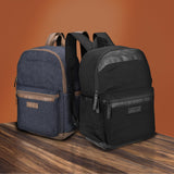 Wrangler Powell Backpack for Travel Classic Logo Water Resistant Casual Daypack for Travel with Padded Laptop Notebook Sleeve (Black)