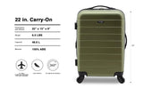 Wrangler Smart Spinner Hardside Luggage, 22 - Inch Carry - On, Olive Green