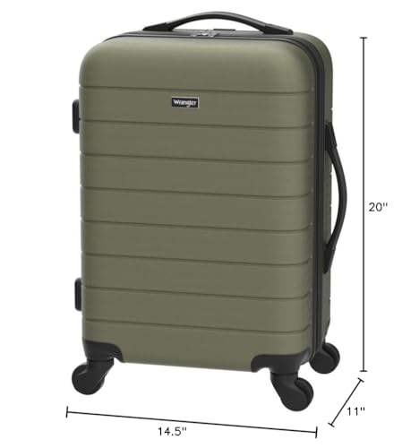 Wrangler Smart Spinner Hardside Luggage, 22 - Inch Carry - On, Olive Green