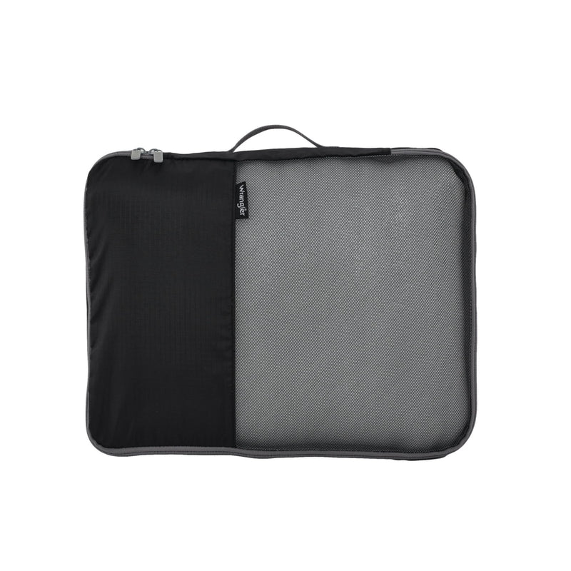 Wrangler Trunk Spinner Suitcase Set, Black, 2 Luggage & 2 Packing Cubes