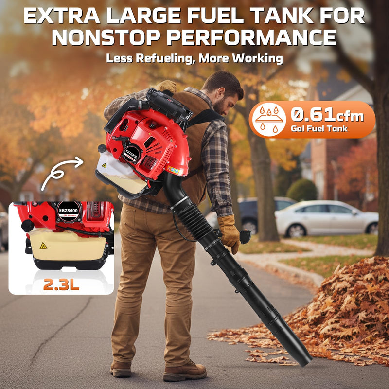 WTHW 80cc Gas Backpack Leaf Blower Heavy - Duty, High - Velocity 92.2 M/S, Engine Blower Power Tool for Professional Yard Cleanup and Heavy Leaves. (WH0608)
