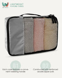 WTREE 4 - Piece Packing Cubes Travel Accessories Set for Suitcases - Luggage Organizer Bags with Double Zipper - Mesh Top - Small/Medium/Large/Slim - Grey