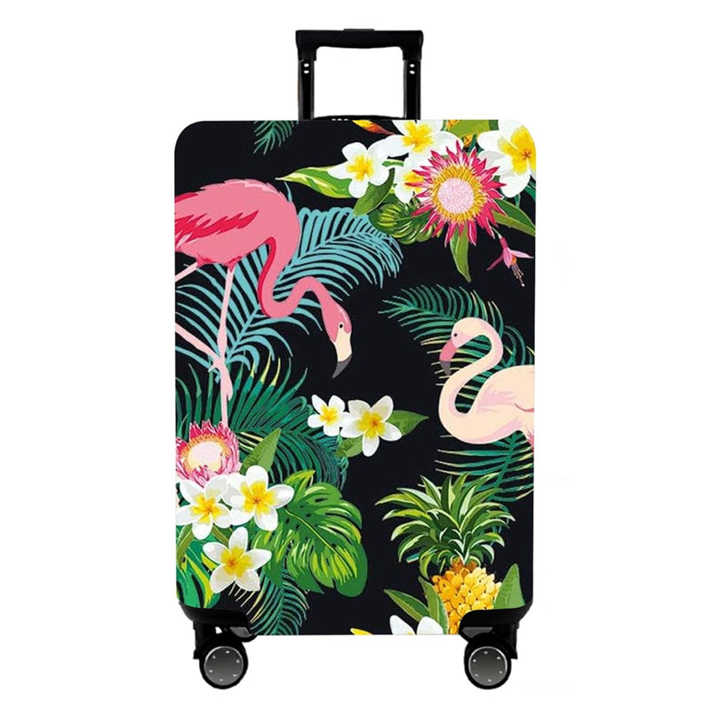 WUJIAONIAO Travel Luggage Cover Baggage Suitcase Cover Protector Skins 18 - 32 Inch (Flower flamingo, L (for 25 - 28 inch luggage))