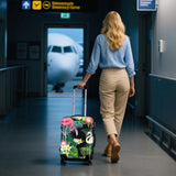 WUJIAONIAO Travel Luggage Cover Baggage Suitcase Cover Protector Skins 18 - 32 Inch (Flower flamingo, L (for 25 - 28 inch luggage))