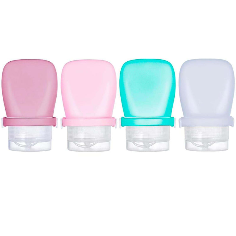 WXOIEOD 1 oz Travel Bottles, Leakproof Silicone Squeeze Bottle Mini Travel Size Container for Toiletries Lotion Shampoo and Conditioner Liquid Salad Dressing to go Condiment, TSA Approved, 4 Pack