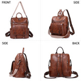 WYFJNX PU Leather Backpack Purse for Women, Fashion Ladies Backpack Purse Brown Medium Size, Convertible Shoulder Bags Handbag, Suitable for Shopping, Traveling, Work for Women