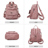 WYFJNX PU Leather Backpack Purse for Women Fashion Multipurpose Design Handbag Ladies Shoulder Bags Travel Backpack Pink