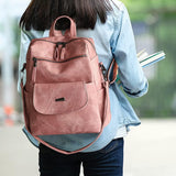 WYFJNX PU Leather Backpack Purse for Women Fashion Multipurpose Design Handbag Ladies Shoulder Bags Travel Backpack Pink