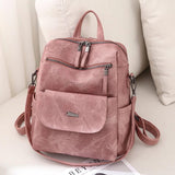 WYFJNX PU Leather Backpack Purse for Women Fashion Multipurpose Design Handbag Ladies Shoulder Bags Travel Backpack Pink