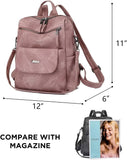 WYFJNX PU Leather Backpack Purse for Women Fashion Multipurpose Design Handbag Ladies Shoulder Bags Travel Backpack Pink