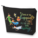 WZMPA Cartoon Movie Cosmetic Bag Fairytale Fans Gift Think Of The Happiest Things It's The Same As Having Wings Makeup Zipper Pouch Bag Cartoon Merchandise (Happiest Things-BL)