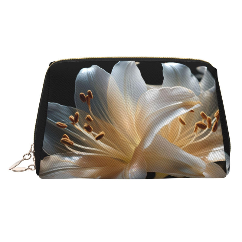 WZYCWB House Patterned Leather Cosmetic Bag - Perfect for Carry - On or Home Organization, Heavy Lilies in Bloom, One Size