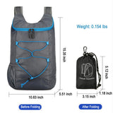 Xanaluyu Lightweight and Thin Foldable Backpack, Climbing Bag, Hiking Daypack,15L Waterproof Travel Packable Rucksack (Gray)