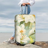 XHMKGGYBZ Blooming Lilies Illustration Elastic Suitcase Cover 4 - Size Luggage Protector, Scratch & Stain Resistant Carry On Luggage Cover Protector, Washable Luggage Covers