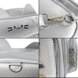 XINMAN Cat Ita Bag Backpack for Girls - Silver Kawaii Pin Display Crossbody Bag with Cat Ears, Clear Window Ita Backpack for School Cosplay Anime Conventions