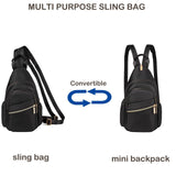 Xsecnua Small Crossbody Sling Bag for Women, Mini Backpack Sling Backpack Convertible, Chest Bag for Hiking Daypack