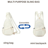 Xsecnua Small Crossbody Sling Bag for Women, Mini Backpack Sling Backpack Convertible Chest Bag for Travel Daypack