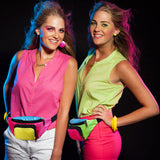 Xuniea 4 Pcs Retro 80s 90s Fanny Pack Retro Belt Bag 2 Pockets Neon Fanny Small Waist Packs for Jogging Traveling Carnival Party Costumes Holiday Festival 80s Theme Party