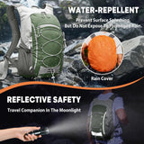 XUVPK 25L Hiking Backpack with Rain Cover Lightweight Hiking Daypack for Travel Camping Outdoors Knapsack for Men Women (Dark Green)