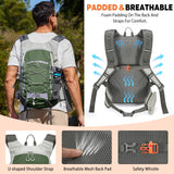 XUVPK 25L Hiking Backpack with Rain Cover Lightweight Hiking Daypack for Travel Camping Outdoors Knapsack for Men Women (Dark Green)