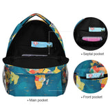 XYMZR Element World Map Backpack Daypack Shoulder Bag Book Bag Lightweight Back Pack with Reflective Strip Travel Laptop Daypack 12 ×16.9 In