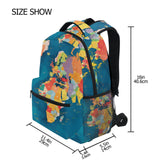 XYMZR Element World Map Backpack Daypack Shoulder Bag Book Bag Lightweight Back Pack with Reflective Strip Travel Laptop Daypack 12 ×16.9 In