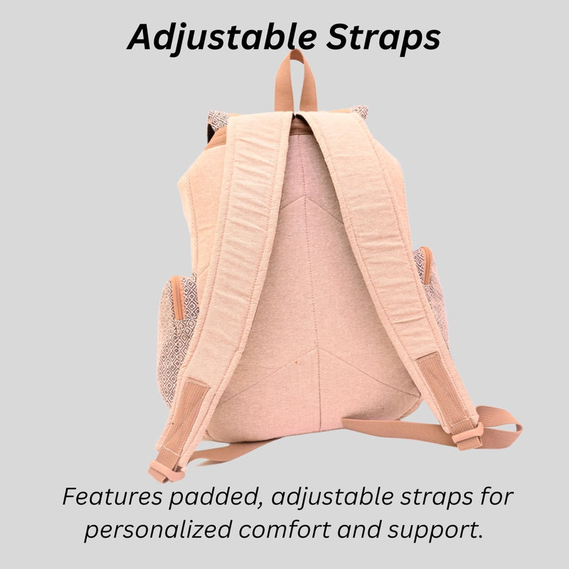 YAK & YETI Handcrafted Hemp Backpack from Nepal – Eco - Friendly, Durable, and Stylish with Adjustable Straps - Multi Pocket (Eco)