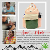 YAK & YETI Handcrafted Hemp Backpack from Nepal – Eco - Friendly, Durable, and Stylish with Adjustable Straps - Multi Pocket (Eco)