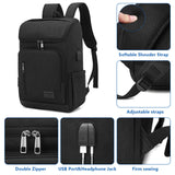 YALUNDISI Laptop Backpacks Travel Backpack Carry On Backpack Casual Daypack with USB Charging Port for Men Women Black
