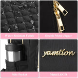 YAMTION Black Backpack for Women and Teen Girls,School Backpack TSA Laptop Bookbag with USB for College University Business Work Travel