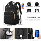 YAMTION Black Backpack for Women and Teen Girls,School Backpack TSA Laptop Bookbag with USB for College University Business Work Travel