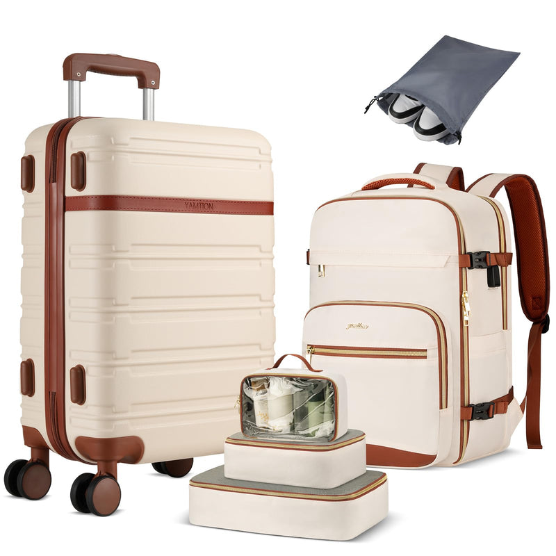 YAMTION Luggage Sets 6 Piece,Hardside 20In Suitcase with Spinner Wheels,TSA Lock,Carry On Suitcase Travel Essentials for Personal Items