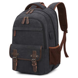 YANHUAKEKE Canvas Travel Laptop Backpack for Men Women, business Work Rucksack College School Computer Bag Fits 15.6 Inch Laptop, Bookbag with USB Charging Port （Black）