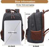 YANHUAKEKE Canvas Travel Laptop Backpack for Men Women, business Work Rucksack College School Computer Bag Fits 15.6 Inch Laptop, Bookbag with USB Charging Port （Black）