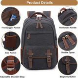 YANHUAKEKE Canvas Travel Laptop Backpack for Men Women, business Work Rucksack College School Computer Bag Fits 15.6 Inch Laptop, Bookbag with USB Charging Port （Black）