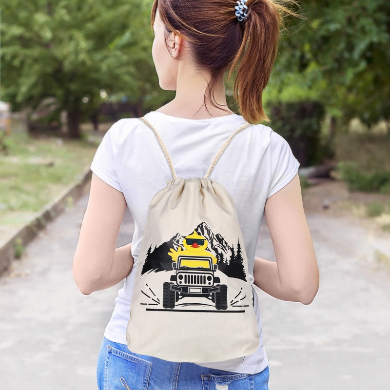 YAROMO Ducking Drawstring Duck Bag with Duck Rated Car Emblem Duck Ducking Tags Rubber Bands - Great Gift for Jeep SUV Wrangler Vehicles Trucks RV - 15.7" x 11.8"