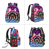 YBYGBB Backpack Shark Teeth Camo Backpacks Set with Lunch Box Pencil Case Travel Laptop Daypack Big Capacity Bookbag Fashion Durable Back Pack MultipleColour