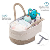 YeaYee Baby Diaper Caddy Organizer, Portable Nursery Storage Basket with Changeable Compartments, 100% Cotton Woven Rope Baskets, Car & Changing Table Tote, Newborn Gift